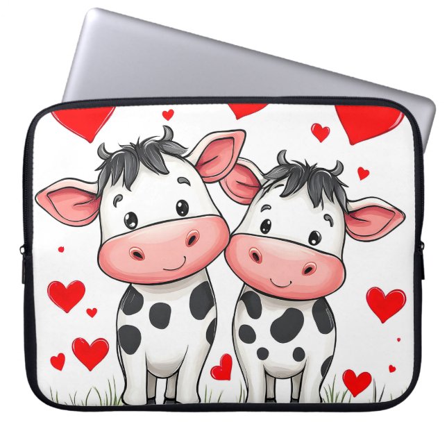 Capa Para Notebook Cartoon Cow Casal Love (Frente)