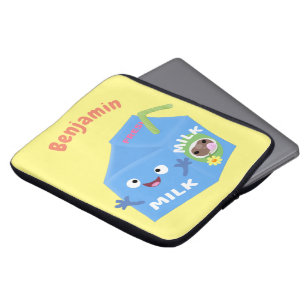 Capa Para Notebook Cartoon de cartonagem de leite feliz e bonito