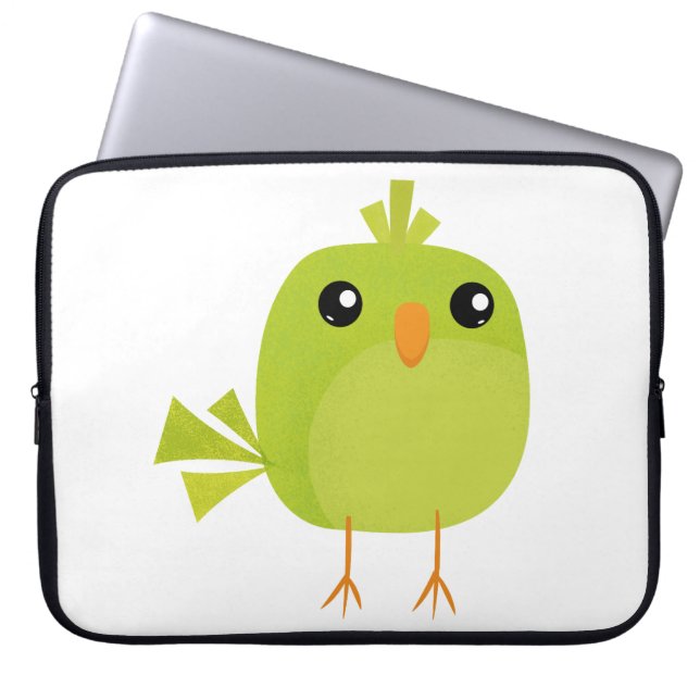 Capa Para Notebook Cartoon de Pássaro Verde (Frente)