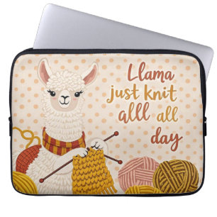 Capa Para Notebook Cartoon llama vestindo um cachecol de tricô