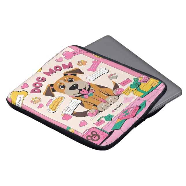 Capa Para Notebook Cartoon Mamãe cachorrinha no quarto rosa (Frente Topo)