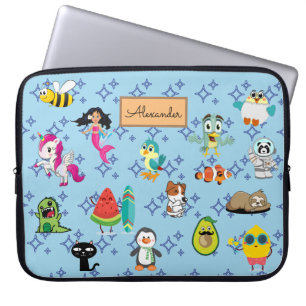 Capa Para Notebook Cartoons provoca desenhos animados de crianças azu