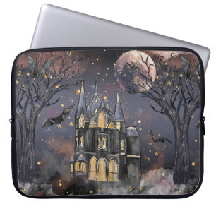 Capa Para Notebook Casa Assombrada   Árvore lunar e morcegos