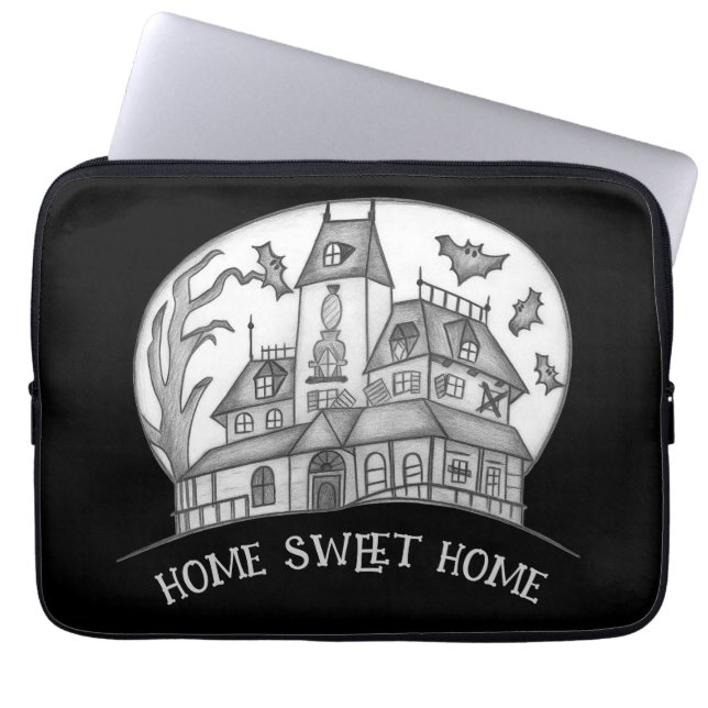 Capa Para Notebook Casa Assombrada e Morcegos Halloween  (Frente)