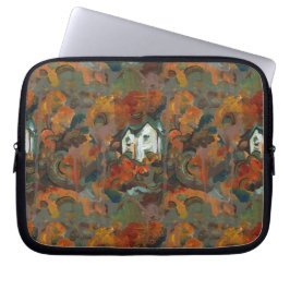 Capa Para Notebook Casa Branca e Árvores do outono