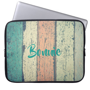 Capa Para Notebook Casa de praia pintada de madeira descascada areia