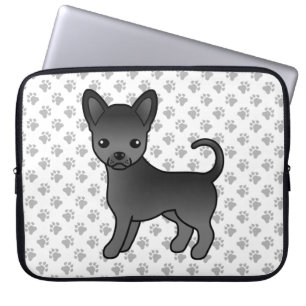 Capa Para Notebook Casaco Chihuahua Cartoon Negra