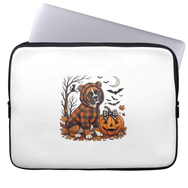 Capa Para Notebook Casaco com Capuz Xadrez de Cachorro Boxer Hallowee (Frente)
