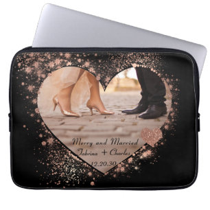 Capa Para Notebook Casados & Alegres Luzes Espelhadas de Ouro Rosa Fo