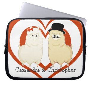 Capa Para Notebook Casal extravagante bonito da alpaca com nomes