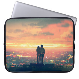 Capa Para Notebook casal jovem no topo do teto olhando para c