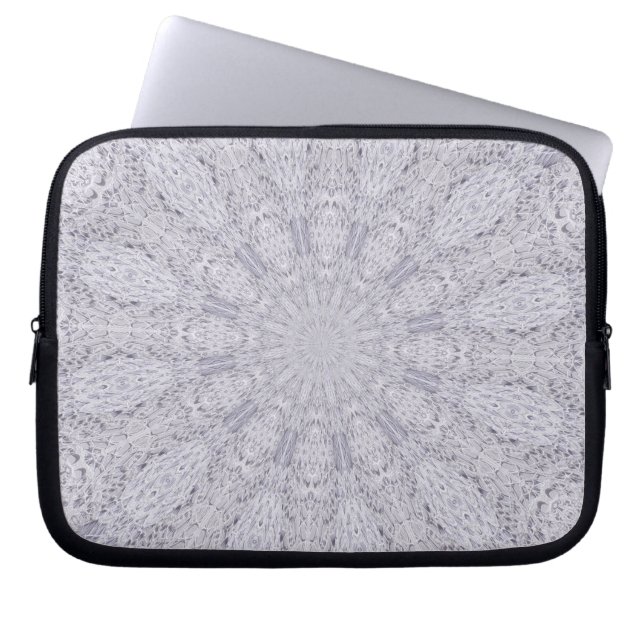 Capa Para Notebook Casamento Lace Branco Mandala Caleidoscópio Abstra (Frente)