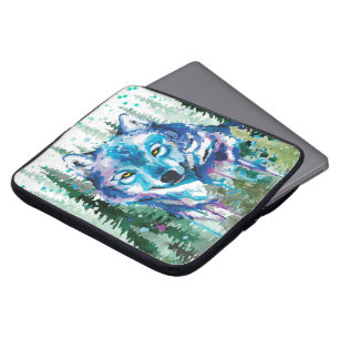 Capa Para Notebook Caso De Laptop De Desenho Do Lobo Colorido De Wate