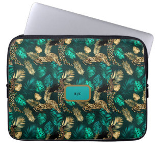 Capa Para Notebook Caso de Laptop "Teal Blue Leopard"