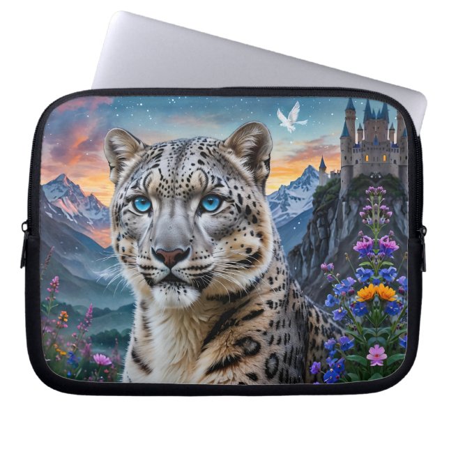 Capa Para Notebook Castelo Da Montanha Leopardo De Neve Em Sunset (Frente)