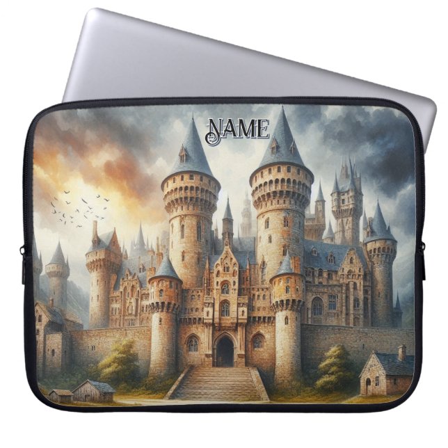 Capa Para Notebook Castelo Medieval no Sunset com Céu Atmosférico (Frente)