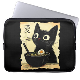 Capa Para Notebook Cat eating ramen 
