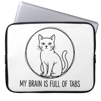 Capa Para Notebook Cat Laptop Sleeve - Brain Full Of Tabs