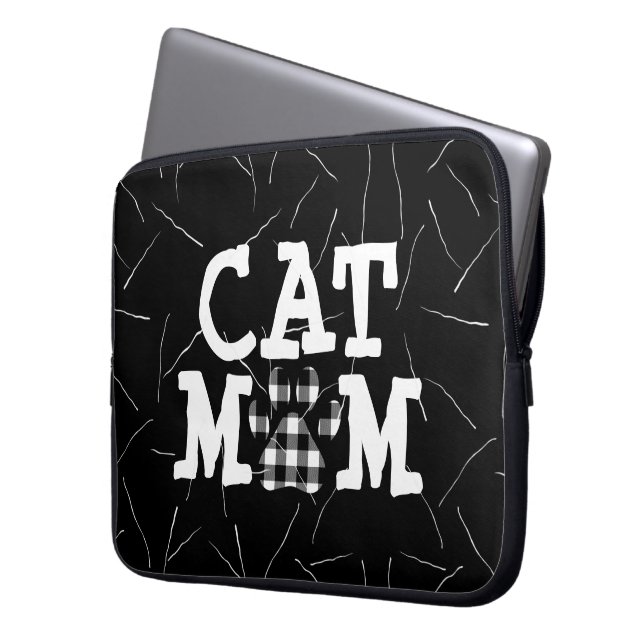Capa Para Notebook Cat Mãe Pawprint com Cabelos de Gato (Frente Esquerda)
