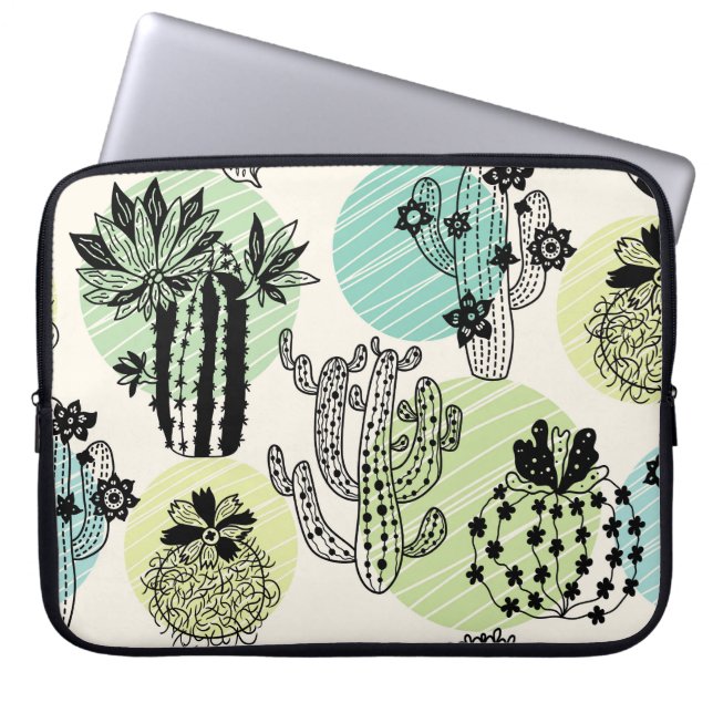 Capa Para Notebook Catos Bloqueadores: Charme Sem Costura Desenhado À (Frente)