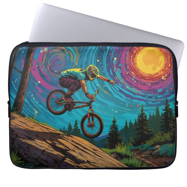 Capa Para Notebook Cavaleiro BMX na Montanha (Frente)