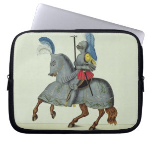 Capa Para Notebook Cavaleiro e cavalo na armadura, placa 'de uma
