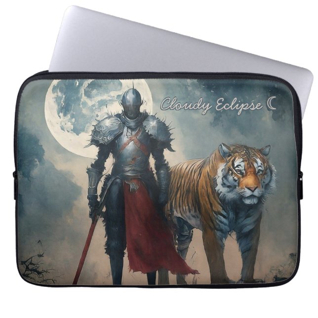 Capa Para Notebook Cavaleiro Medieval Escuro e Bolsa / Estojo de Lua  (Frente)