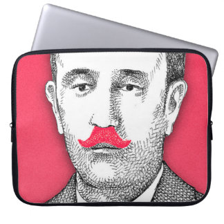 Capa Para Notebook Cavalheiro Vintage com bigode rosa engraçado