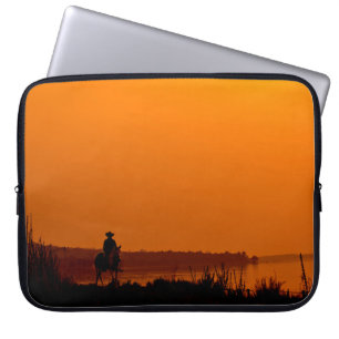 Capa Para Notebook Cavalo Cowboy cavaleiro ao pôr do sol Vintage oes