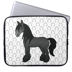 Capa Para Notebook Cavalo de Cartoon Negro Vanner Clydesdale Shire