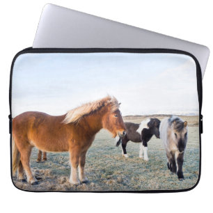 Capa Para Notebook Cavalo islandês durante o inverno na Islândia