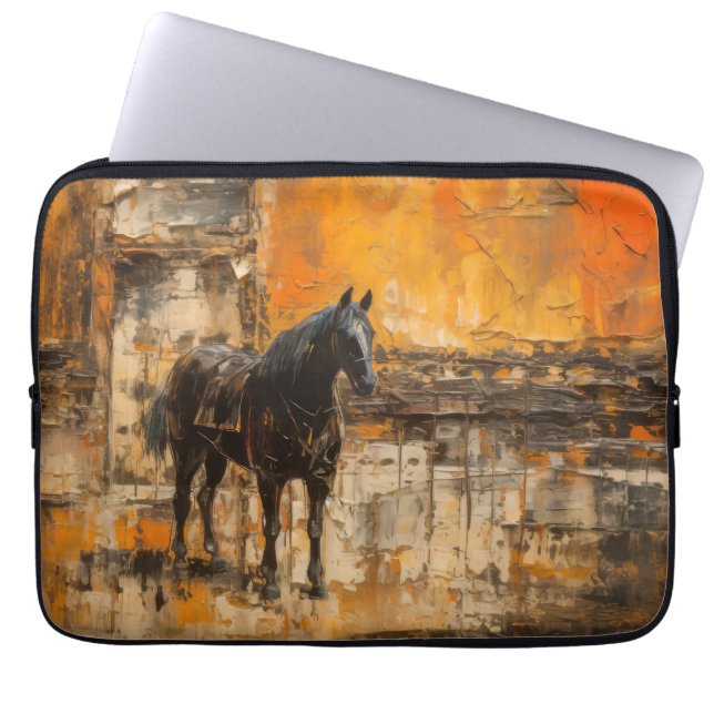Capa Para Notebook Cavalo Majestoso em Abstrato Sunset (Frente)