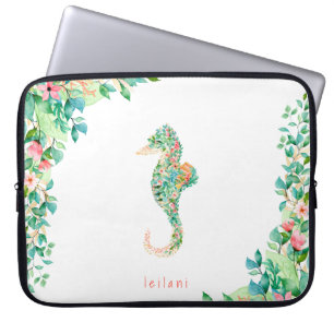 Capa Para Notebook Cavalo marinho botânico da ilha