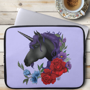 Capa Para Notebook Cavalo-marinho Preto Flores do Jardim da Meia-noit