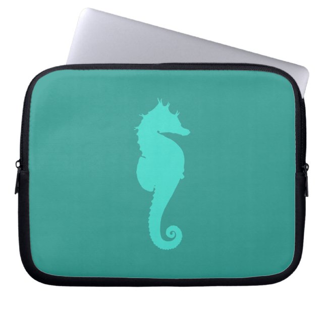 Capa Para Notebook Cavalo-Marinho Turquesa (Frente)