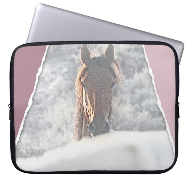 Capa Para Notebook Cavalo selvagem te espreitando, manga de computado (Frente)