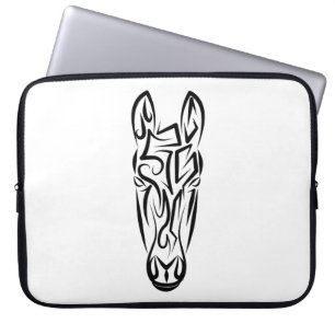 Capa Para Notebook Cavalo Tribal Negro e Branco