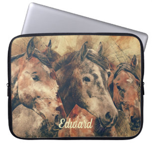 Capa Para Notebook Cavalos castanhos