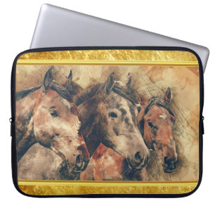 Capa Para Notebook Cavalos de raça pura correndo em campo