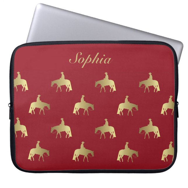 Capa Para Notebook Cavalos do prazer do ouro/Bordéus (Frente)