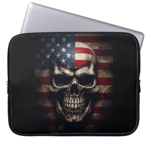 Capa Para Notebook Caveira da Bandeira Americana