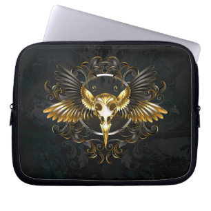 Capa Para Notebook Caveira de ouro sobre fundo preto