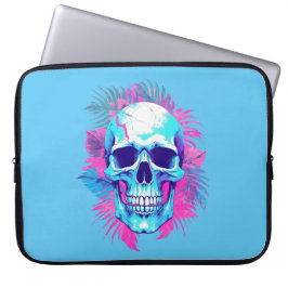 Capa Para Notebook Caveira Floral em Estilo Vaporwave
