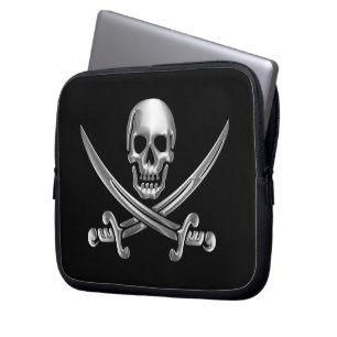 Capa Para Notebook Caveira Silver e Espadas Cruzadas