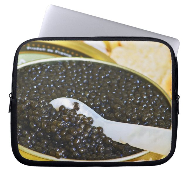 Capa Para Notebook Caviar preto e uma colher de mãe de pérola para (Frente)