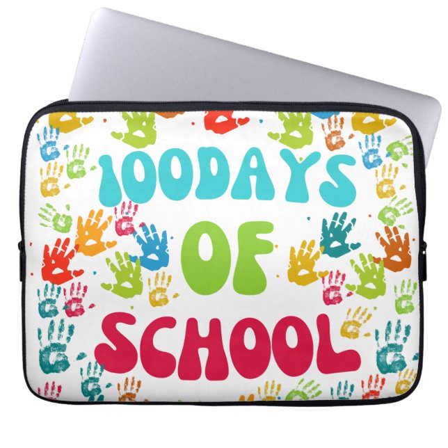 Capa Para Notebook Celebrar 100 Dias de Escola com Impressão de Mão D (Frente)