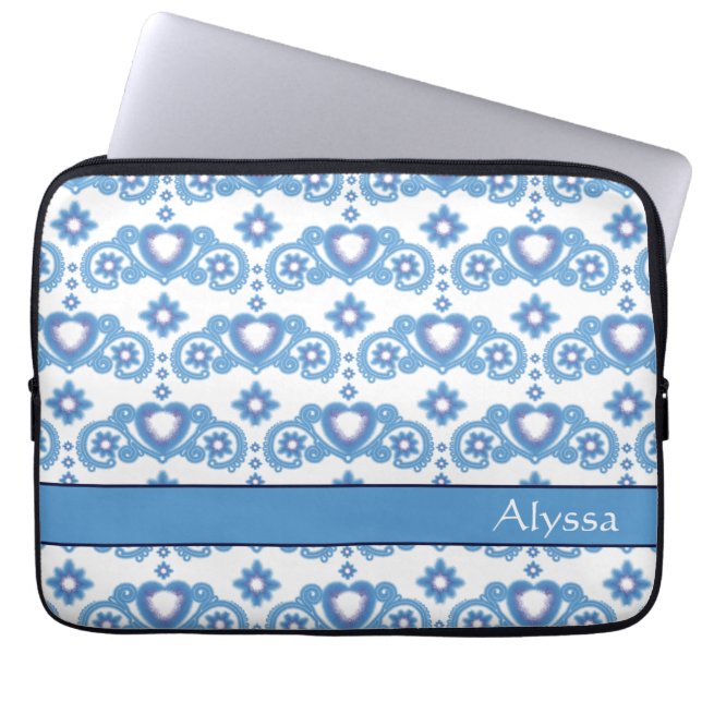 Capa Para Notebook Celestial Love Stars Hearts White Pattern Name (Frente)