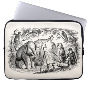 Capa Para Notebook Cena da selva dos 1800s do elefante da pintura da
