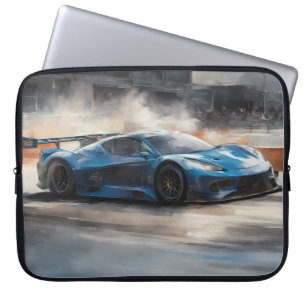 Capa Para Notebook Cena de Corrida Urbana Azul Dinâmica