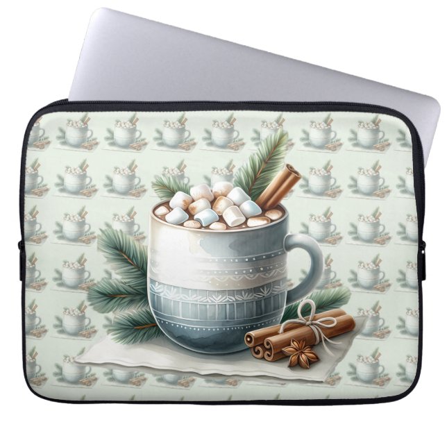 Capa Para Notebook Cena de Marshmallow de Cacau de Inverno Aconchegan (Frente)